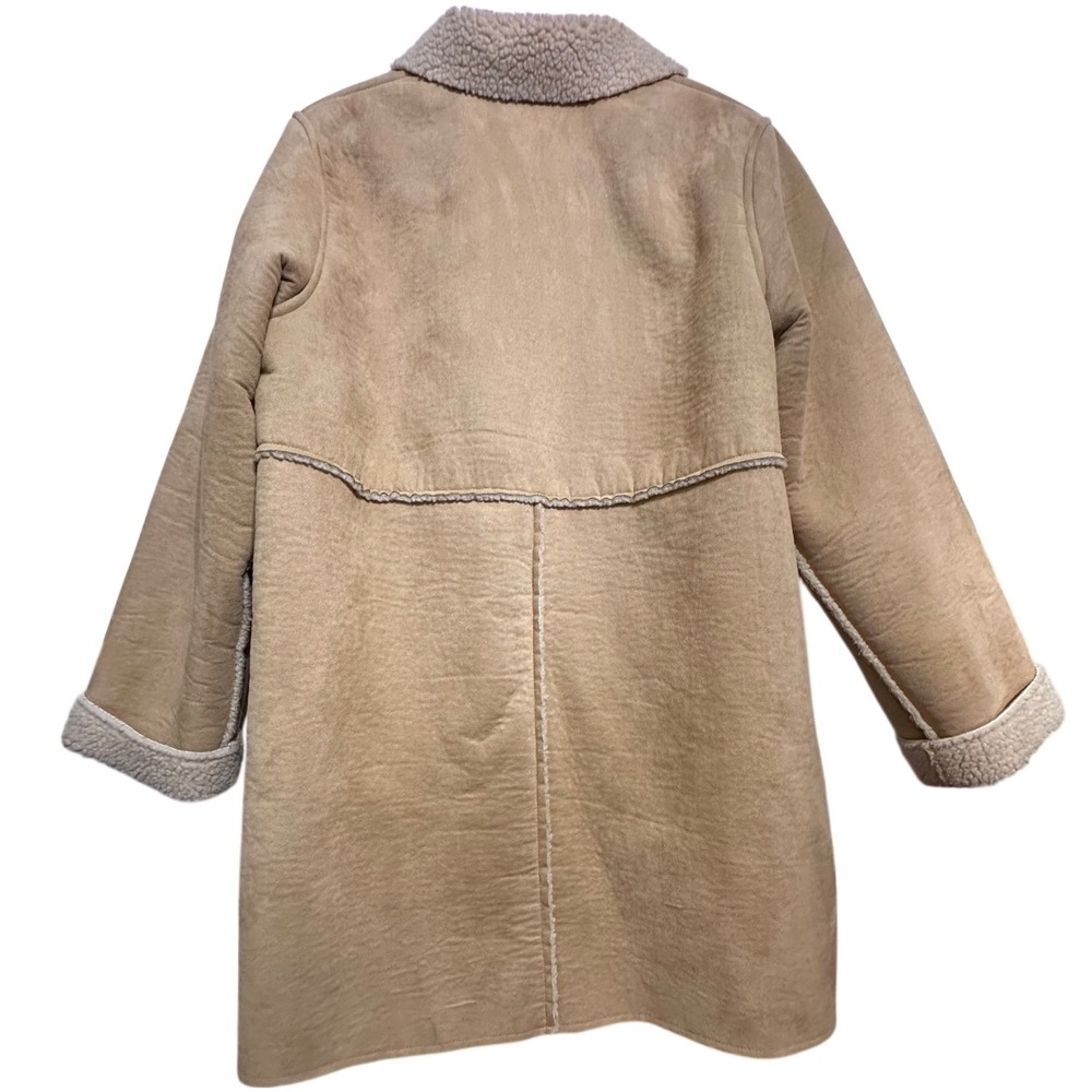 Sigrid Olsen Faux Suede Sherpa Coat Tan Large Y2K Boho - Picture 4 of 15